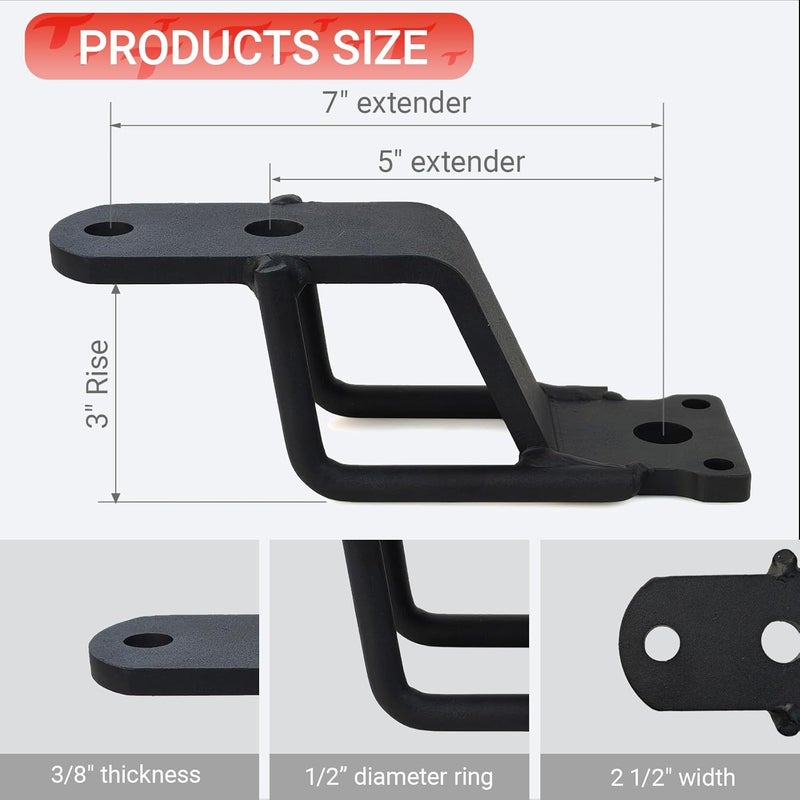 REDTEE 3-Way ATV/UTV Trailer Hitch Adapter with 2-Inch Ball, 3500 lbs., 3-in-1 Mounting Options, Compatible with Golf Carts, Garden Tractors, Lawn Mowers, 3 inch Rise, Matt Black - Image 4